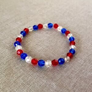 Patriotic July 4 Acrylic Bracelet Size 7